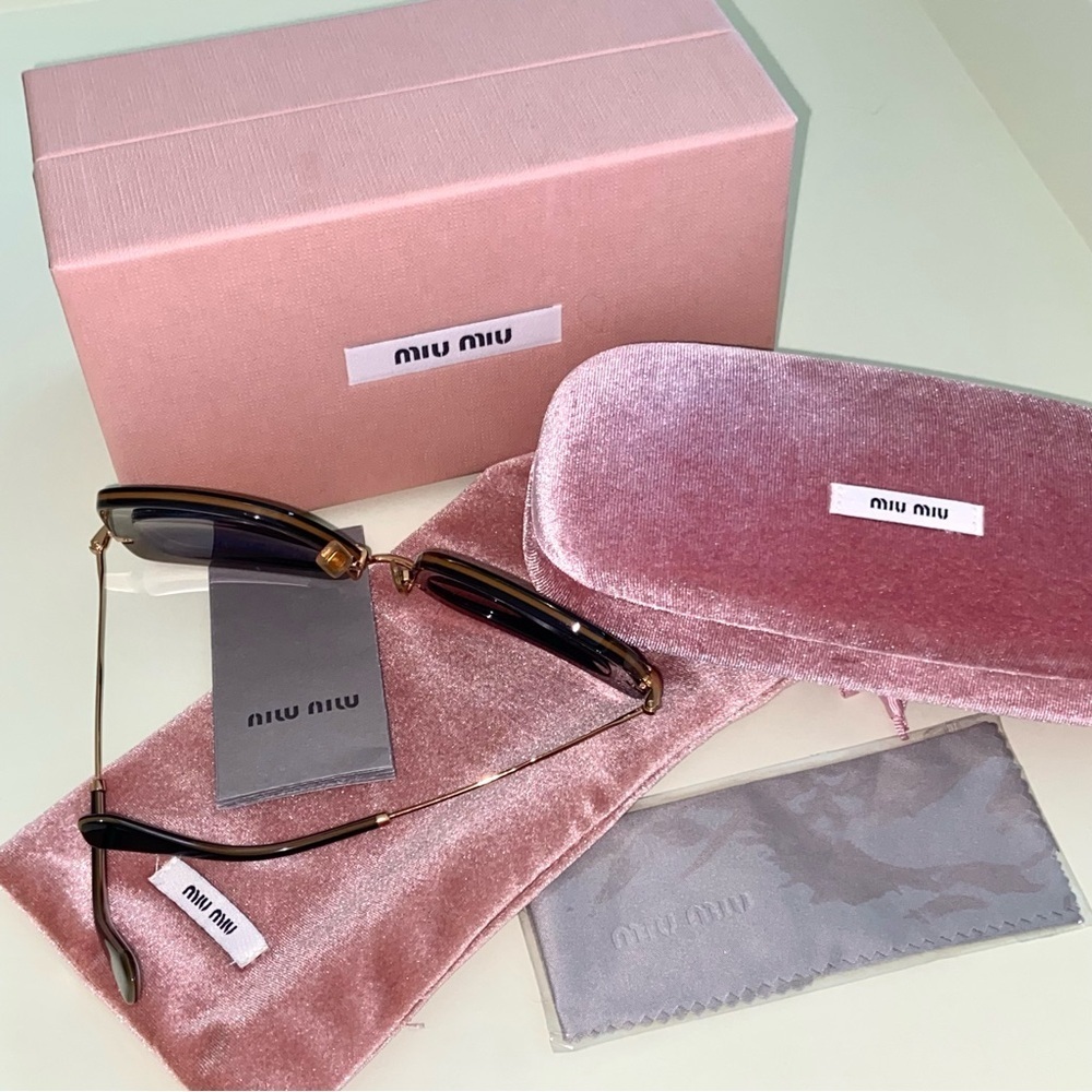 MIU MIU SMU07O KAY-0A7 Retro Sunglasses Black/ Gold - Picture 6 of 16